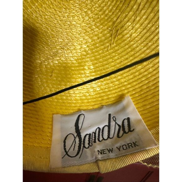 Vintage Sandra New York Yellow Gorgeous Flower Mesh Fascinator Hat - Picture 6 of 6